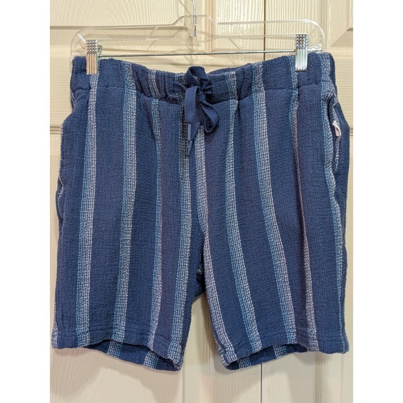 Vintage Summer Other - Vintage Summer Blue Striped Drawstring Shorts Mens Textured Waffle Weave Lounge